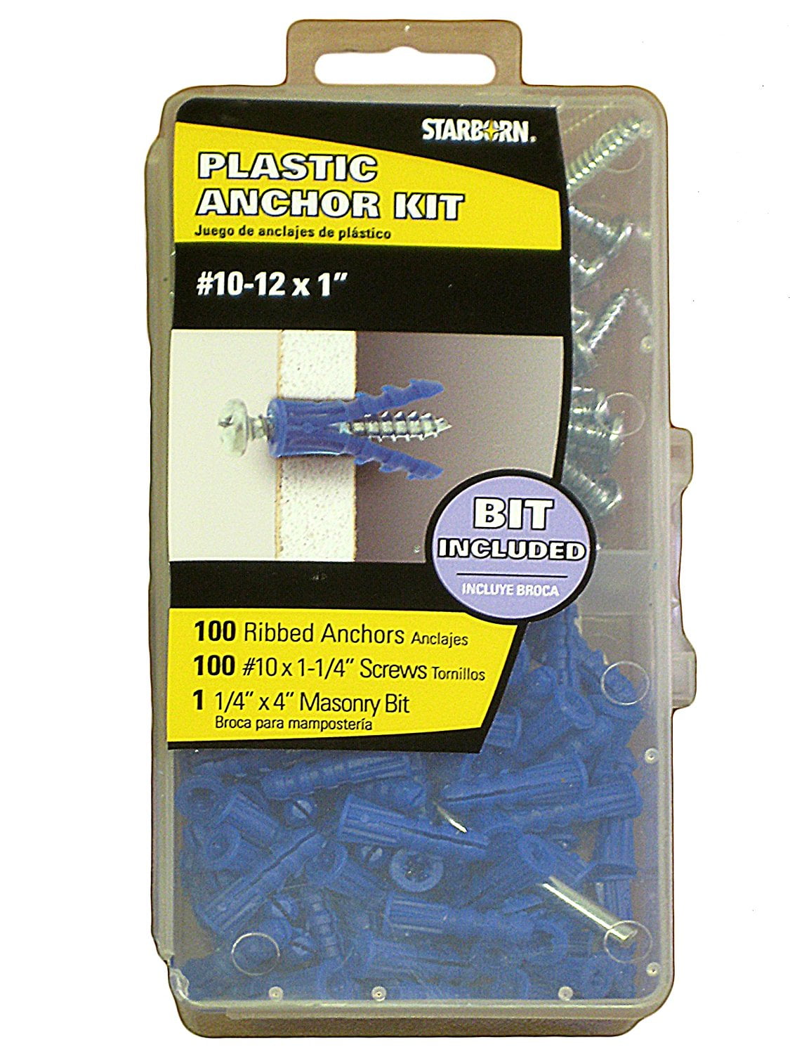 Plastic Anchor Kit 1012 X 1'' with Masonry Bit & 10 X 11/4'' Screws