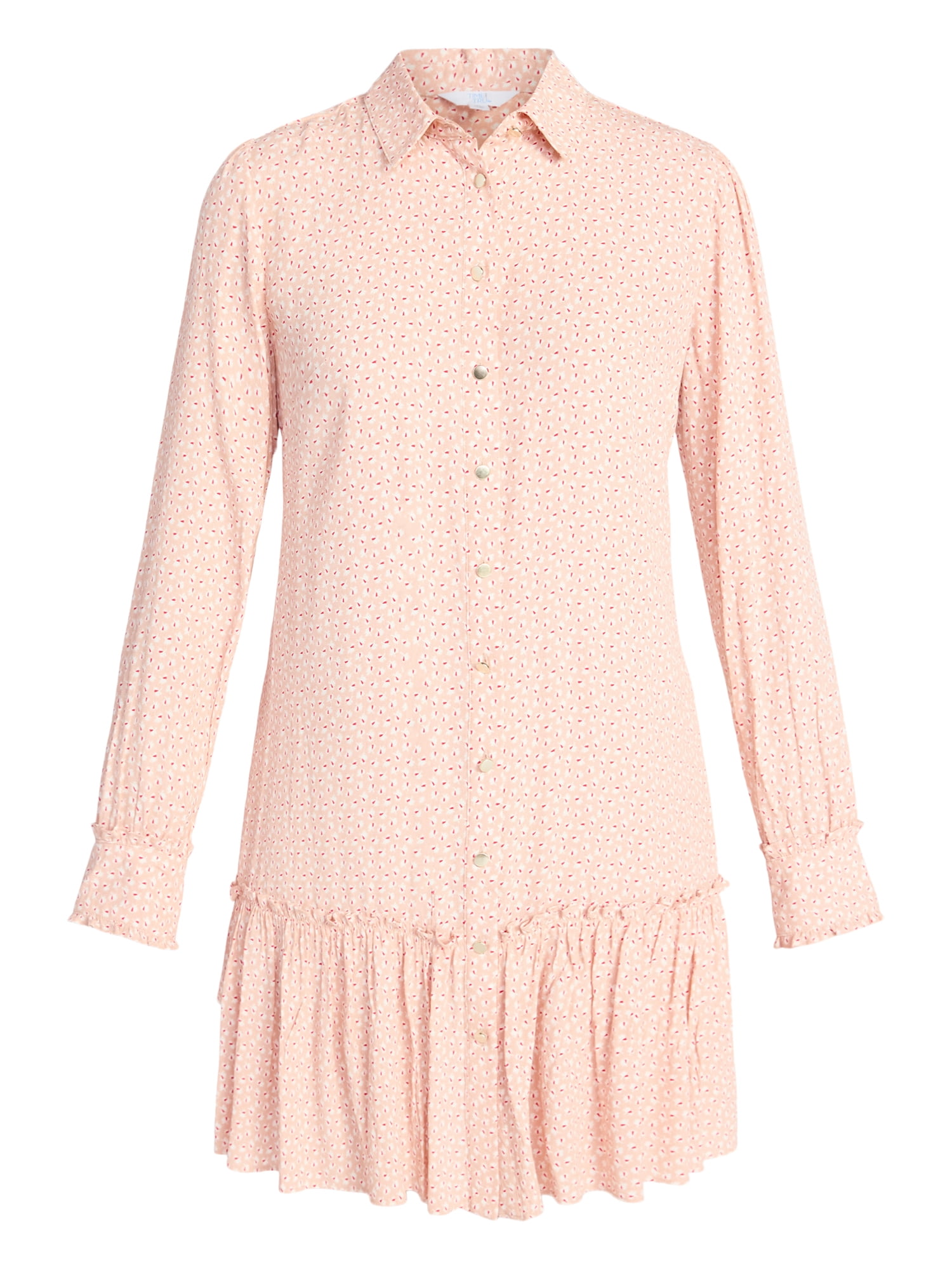 Time and Tru Women's Ruffle Mini Shirtdress, Sizes XS-XXXL