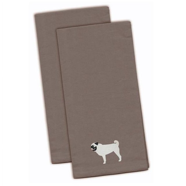 Carolines Treasures BB3447GYTWE Pug Gray Embroidered Kitchen Towel - Set of 2