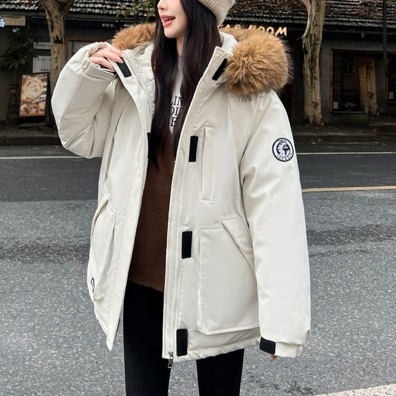 Miluxas Women's Ski Jacket Winter Snow Coat Warm Fleece Mountain Waterproof Female Jacket Snowboarding Jackets White XL(XL)