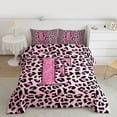 thumbnail image 2 of Manfei Girls Pink Leopard Print Queen Comforter Set 3 Pieces, Glitter Personalized Letter F Bedding Sets, Cheetah Print Monogrammed Bedding Comforter Set, Lightweight Room Decor, 2 of 8
