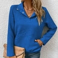 thumbnail image 4 of Tawop Sweatshirts Womens Top Sweatshirt Long Sleeve Solid Casual Blue L, 4 of 4