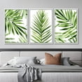 thumbnail image 2 of IDEA4WALL Framed Canvas Print Wall Art Set of 3 Green Tropical Palm Leaf Prints, Watercolor Botanical Art Prints, Large Modern Wall Art, Minimalist Artwork for Home Decor - White 16"x24"x3, 2 of 5
