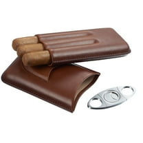 Visol Legendary Leather 3-Finger Cigar Case with Cutters