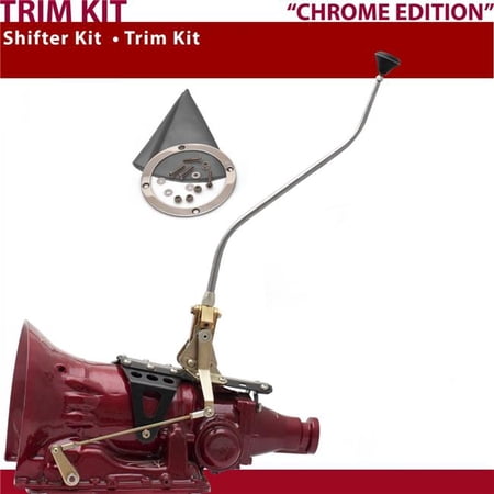 American Shifter FMX Shifter Kit 23 in. Swan Trim Kit Chrome Dual Shift Gray Boot Ringed Knob for D2347