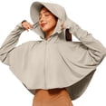 thumbnail image 2 of Women's Ice Silk UV Sun Protection Hoodie Hole Zip Up Jacket Thin Breathable Loose Fit Cycling Sun Clothing Lightweight Long Sleeve Sunshirt Wrinkle Resistant Windproof Skin Friendly Coat, 2 of 4