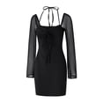 thumbnail image 3 of hirigin Women Long Sleeve Dress with Adjustable Straps, Solid Color See Through Mesh Summer Clothing, 3 of 9