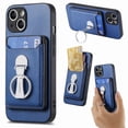 thumbnail image 1 of For Iphone 15 Plus Skin Feel Ring Holder Wallet Magnetic Phone Case(Blue),iPhone 16 Pro, 1 of 8