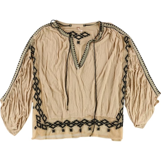 Free People Blusa campesina bordada para mujer, beige, mediana Free People Campesino