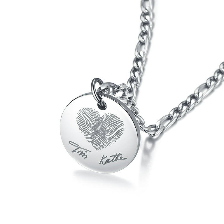 Men's Love Fingerprint Custom Necklace Personalized Stainless