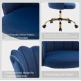 thumbnail image 4 of Swivel Office Chair, Modern Home Office Desk Chair, Velvet Shell Back Vanity Chair with Golden Metal Base, Height Adjustable Upholstered Cute Task Chair, Navy, 4 of 14