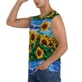 thumbnail image 3 of Goofa Landscape With Sunflowers Printed Men's Sleeveless T-Shirt - Athletic Gym Workout Tank Top for Men - Moisture-Wicking, UPF 30+ Quick-Dry Muscle Tee-Small, 3 of 8