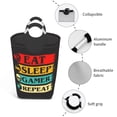 thumbnail image 2 of DouZhe 50L Rectangular Laundry Basket, Eat Sleep Gamer Repeat Gaming Prints Waterproof Foldable Laundry Hamper with Aluminum Handles, 2 of 6