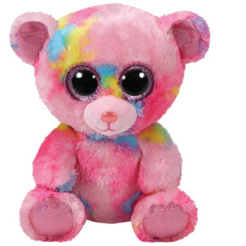 TY Beanie Boos - Franky Tie Dye Multi Colored Pink Bear - (Glitter Eyes