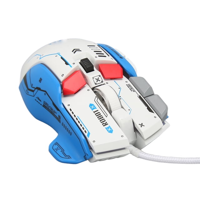 Mechanical Mouse, Wired Gaming Mouse White Comfortable Grip Up To 12800 DPI RGB Light Macro Programming For 8