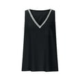 thumbnail image 4 of Tittly Tank Top for Women Flowy Tank Top Loose Tank Tops for Women Cotton Linen Tank Tops For Women Sleeveless Lace V Neck Tee Shirts Summer Blouses Tunic Top With Pocket Black, 4 of 6