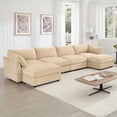 thumbnail image 6 of U Shape 4-Seater Deep Seat Sofa with Ottomans in Chenille Wheat, Modern for Living Room, 6 of 19