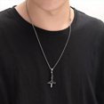 thumbnail image 6 of MATROOY Men's Stainless Steel Upside Down Cross Necklace for Men Inverted Pendant Chain-B, 6 of 9