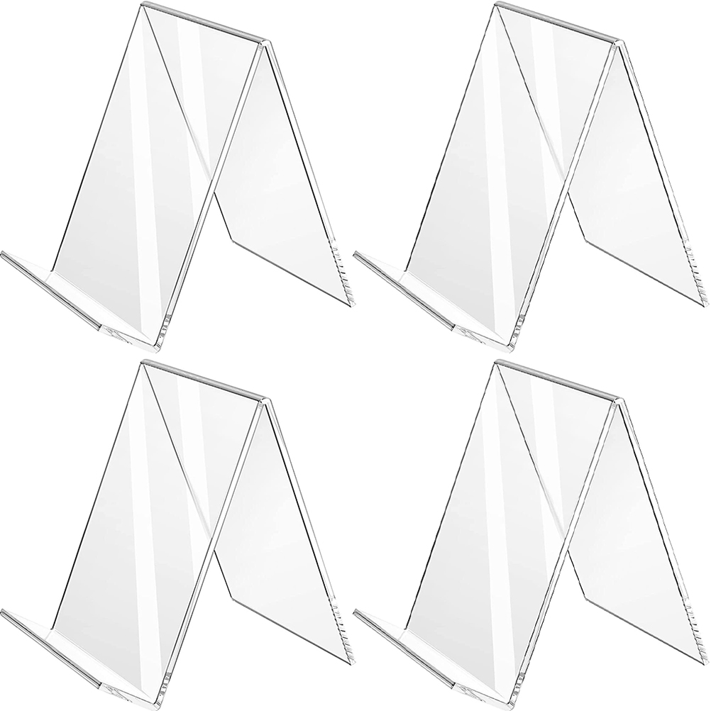 Hemoton 4pcs Acrylic Display Stand Lshape Slanted Sign Holders Desktop