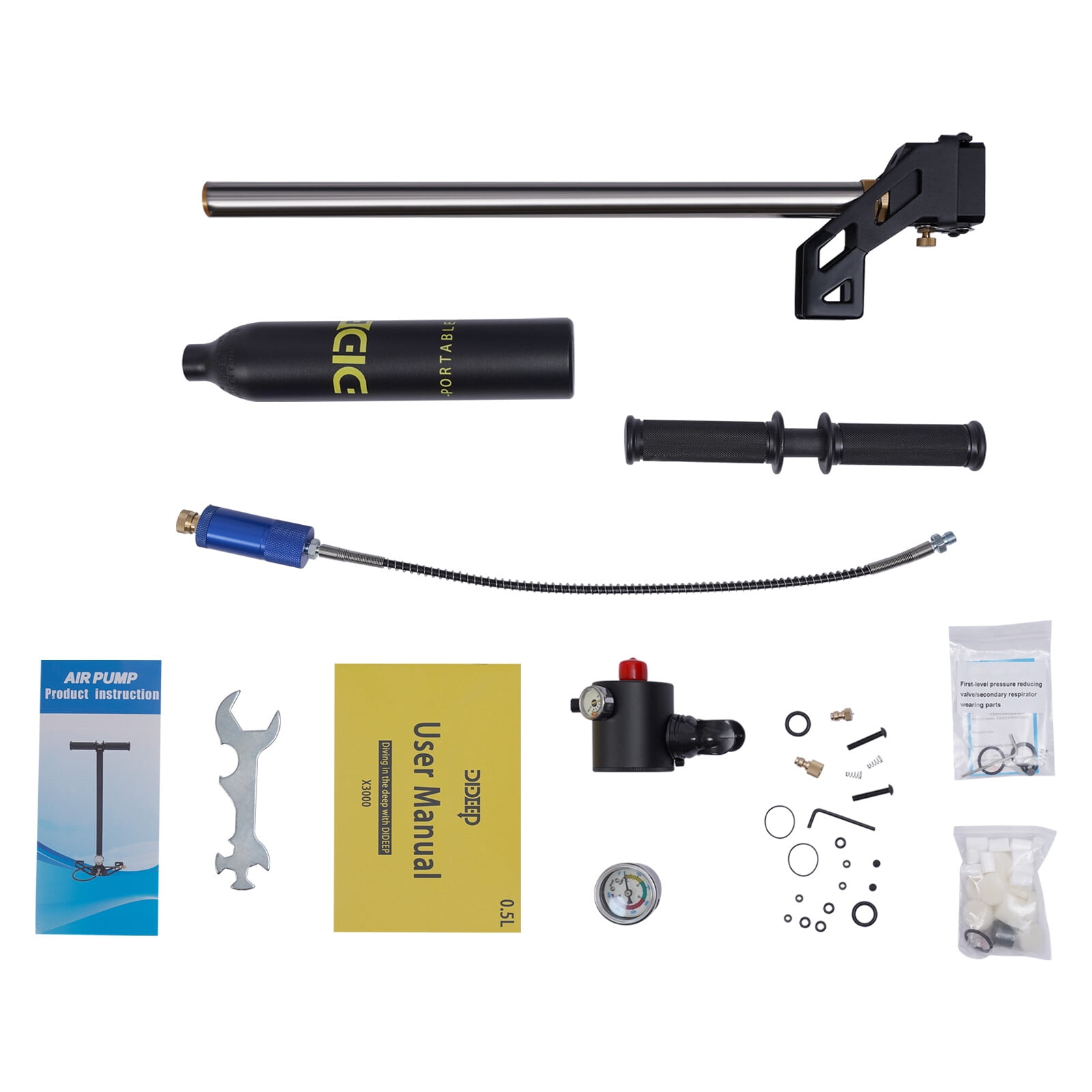 PEAKORA0.5L Portable Oxygen Tank with 4500psi Pump for Mini Scuba Diving