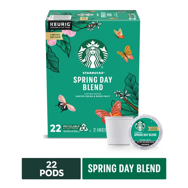Starbucks Spring Day Blend Medium Roast, Keurig Coffee Pods, 22 Count