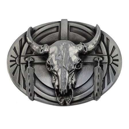 - Metal Steer Skull Cow Bull Head Horns Men's Women Belt Buckle Men Ladies Fashion