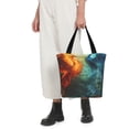thumbnail image 5 of Pofeuu Red And Blue Fire Peacock Print Women Fashion Shoulder Handbags Top Handle Satchel Bags Tote Shoulder Shopping Bag Stylish Canvas Tote Bag, 5 of 6