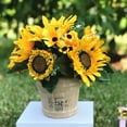thumbnail image 3 of Enova Home Artificial Flowers Mixed Silk Sunflowers Fake Flowers Arrangement in Pot for Home Office Garden Decoration, 3 of 6