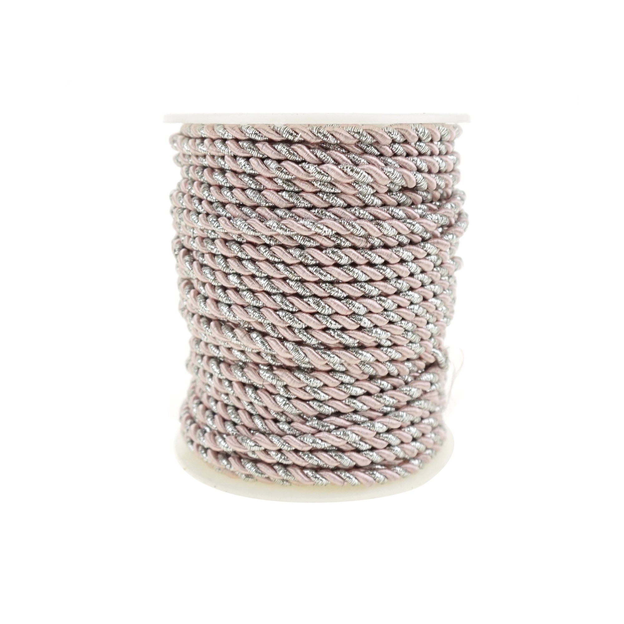 Metallic Twisted Cord Rope Trim, 3mm, 25Yard, Pink
