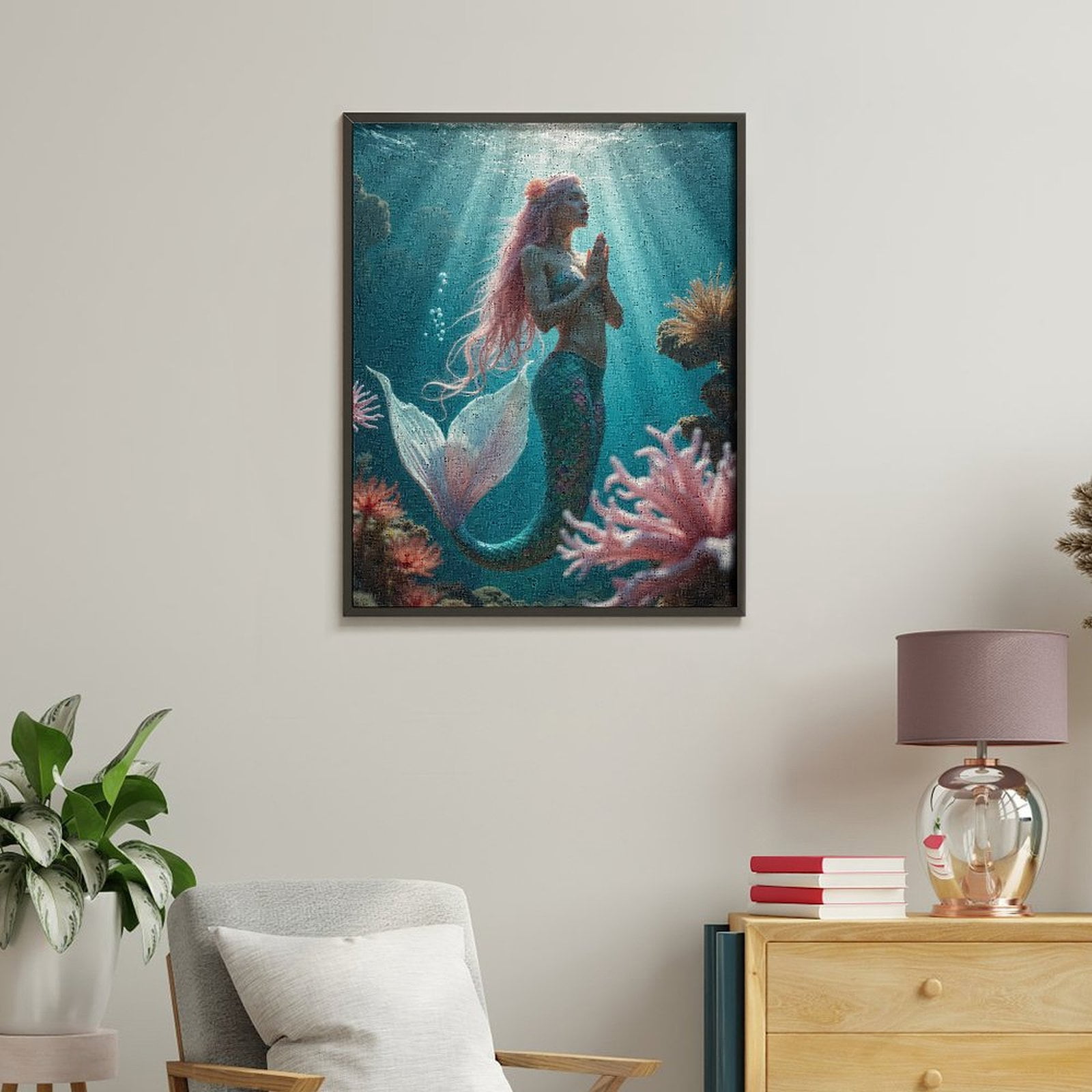 Paint by Numbers Kit for Adults, Mermaid Dream Underwater Fantasy Scene Paint by Numbers, Easy Paint by Numbers Kit for Adults Beginner, DIY Adult Paint by Number Kits on Canvas, Home Decor