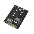 thumbnail image 1 of Adaptateur Double M.2 B Key/ Key SSD vers 2.5 Pouces SATA III avec Support de Cadre - Conserve MSATA SSD comme Disque SATA 7mm 2.5 Pouces, 1 of 7