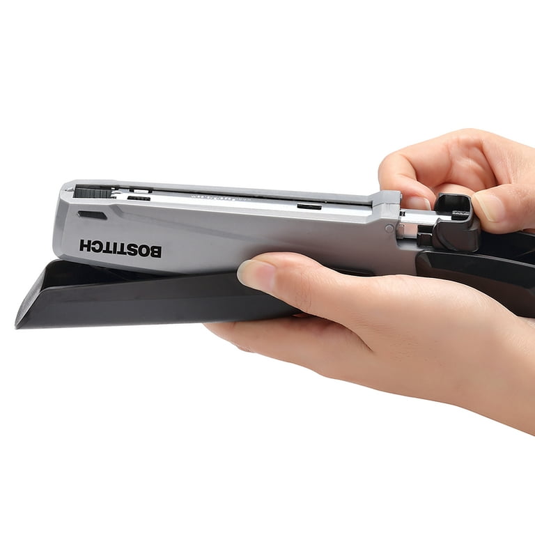 Spring-Powered Premium Desktop Stapler, Black/Silver