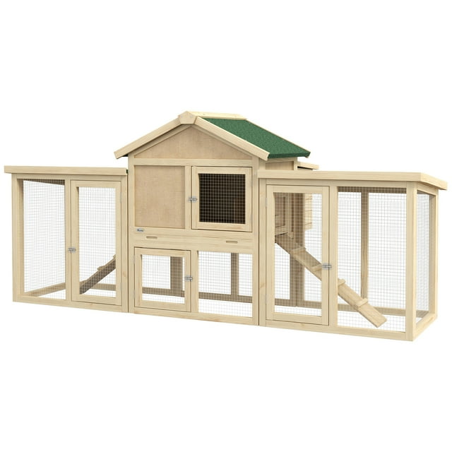CoSoTower Wooden Chicken Coop, Outdoor Backyard Garden Large Rabbit Hutch with Nesting Box, Run, Ramp, Drawer