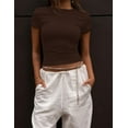 thumbnail image 3 of Crop Workout Tops for Women Pack Summer Short Sleeve Gym Athletic Compression Shirts Cute Tight Basic Tops Tee, 3 of 6