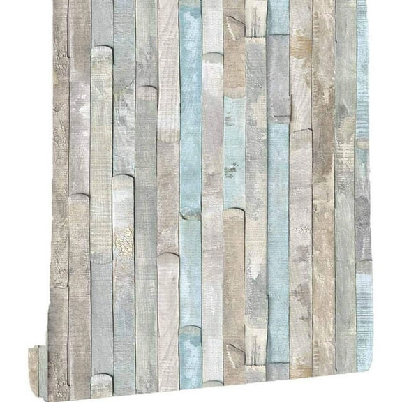 UMIGGEE 17.7" x 118" Rustic Wood Wallpaper Self-Adhesive Removable Wallpaper Blue Peel and Stick Wallpaper Vinyl Wood Wall Paper for Home Decoration Wall Covering Old Furniture Renovation
