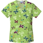 Simply Basic Butterfly Meadow Mock Wrap Scrub Top