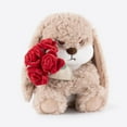 thumbnail image 4 of 11.8" Bunny Plush Stuffed Animal with Removable Red Rose Bouquet, Ultra-Soft Interactive Cuddly Rabbit Plushie Toy, Perfect Gift for Kids, Adults for Birthday, Valentine's Day Easter and Home Decor, 4 of 6
