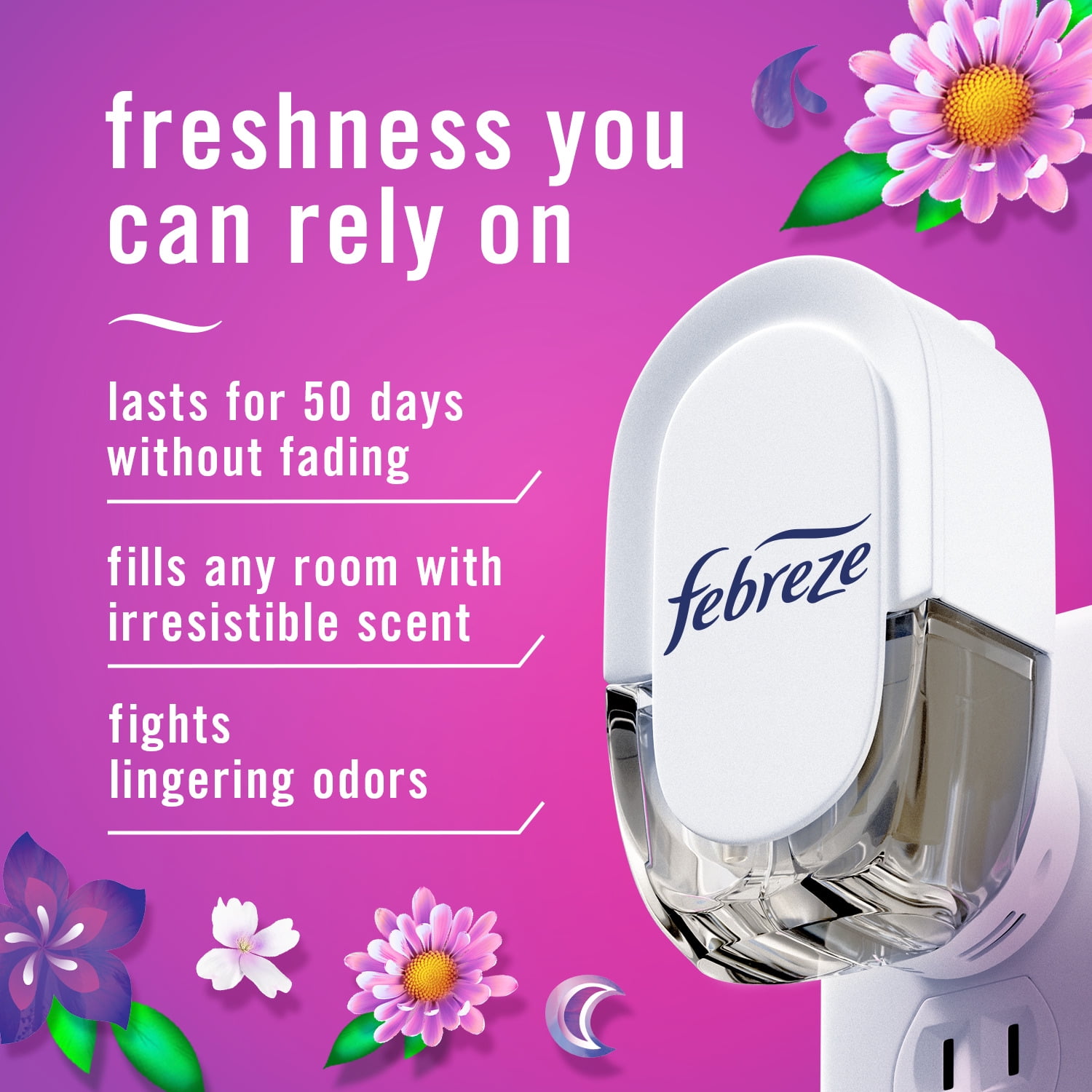 (6 pack) Febreze Plug In Air Freshener, Odor-Fighting Scented Oil Refill, Gain Moonlight Breeze, 3 Refills