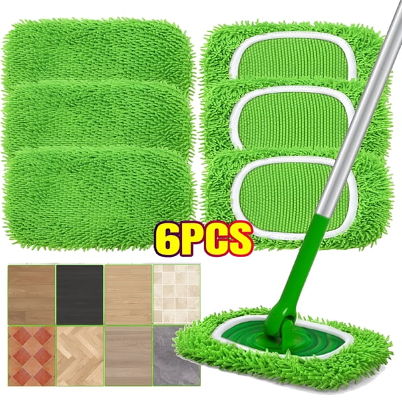 ACDANC 6 Pcs Reusable Wet Pads Refill for Sweeper Mop,Dry Sweeping Cloths & Wet Mopping Cloths for Household Cleaning - Washable Microfiber Pads (Mop Is Not Included)