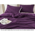 thumbnail image 6 of DNG Luxury 3 Piece Pom Pom Plain Pattern Comforter Set, 800 Thread Count, 100% Egyptian Cotton, White Vintage Pom-Pom Fringe Super Soft (Super King Size Plum Color), 6 of 9