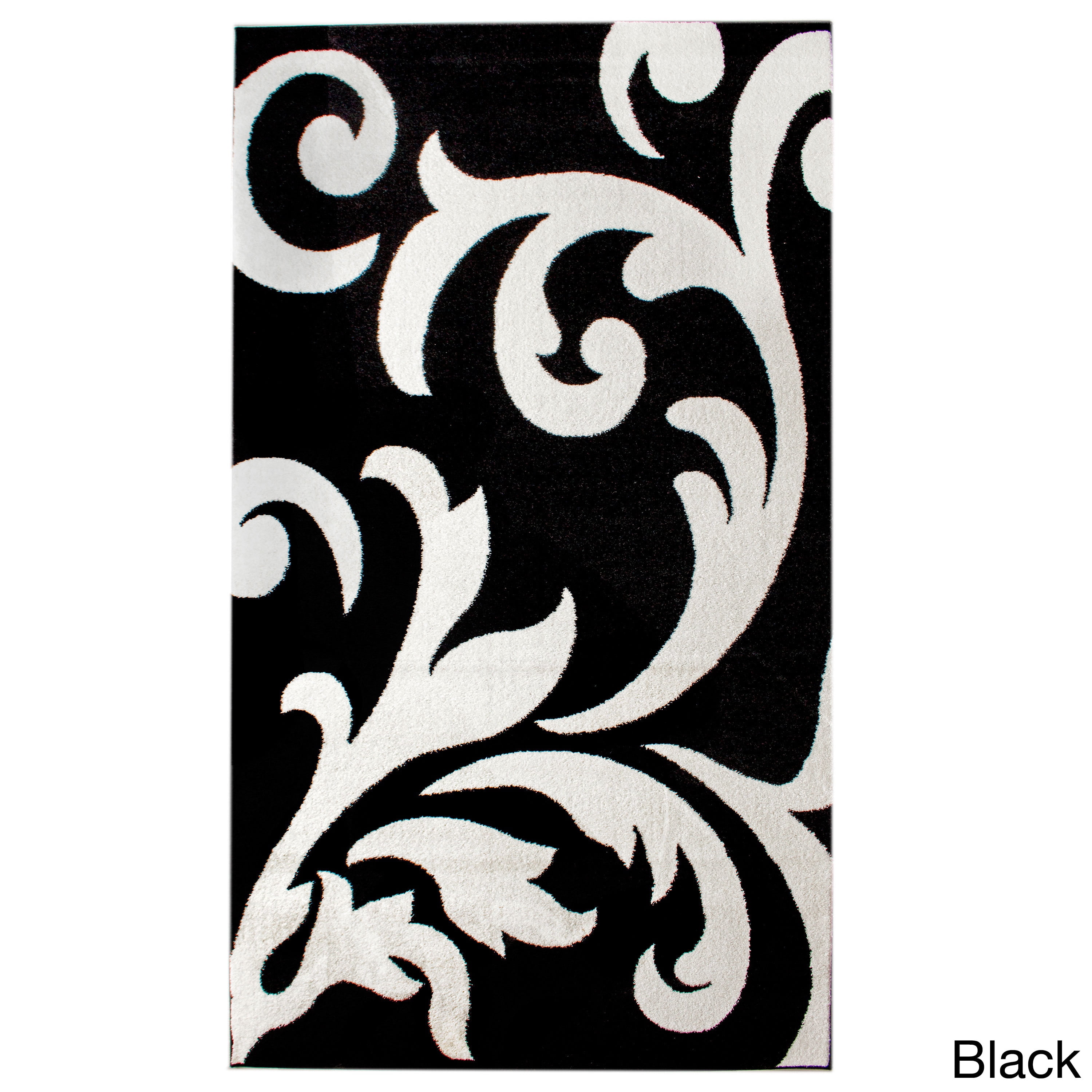 Super Area Rugs, Metro StainResistant Black & White Damask Rug, 8' x