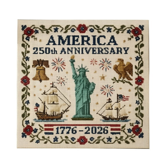 CCOCC 10*10″ 250th Anniversary Cross Stitch Kit Personalized Patriotic Cross Stitch Kits Commemorative Embroidery for Beginners Stamped and Counted Style Gifts - Statue of Liberty