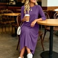 thumbnail image 5 of QUNYINEY Long Dresses for Women Fall Casual Long Sleeve A Line Dress Loose Fit Soft Crew Neck with Pockets Solid Dresses S-3XL, 5 of 8