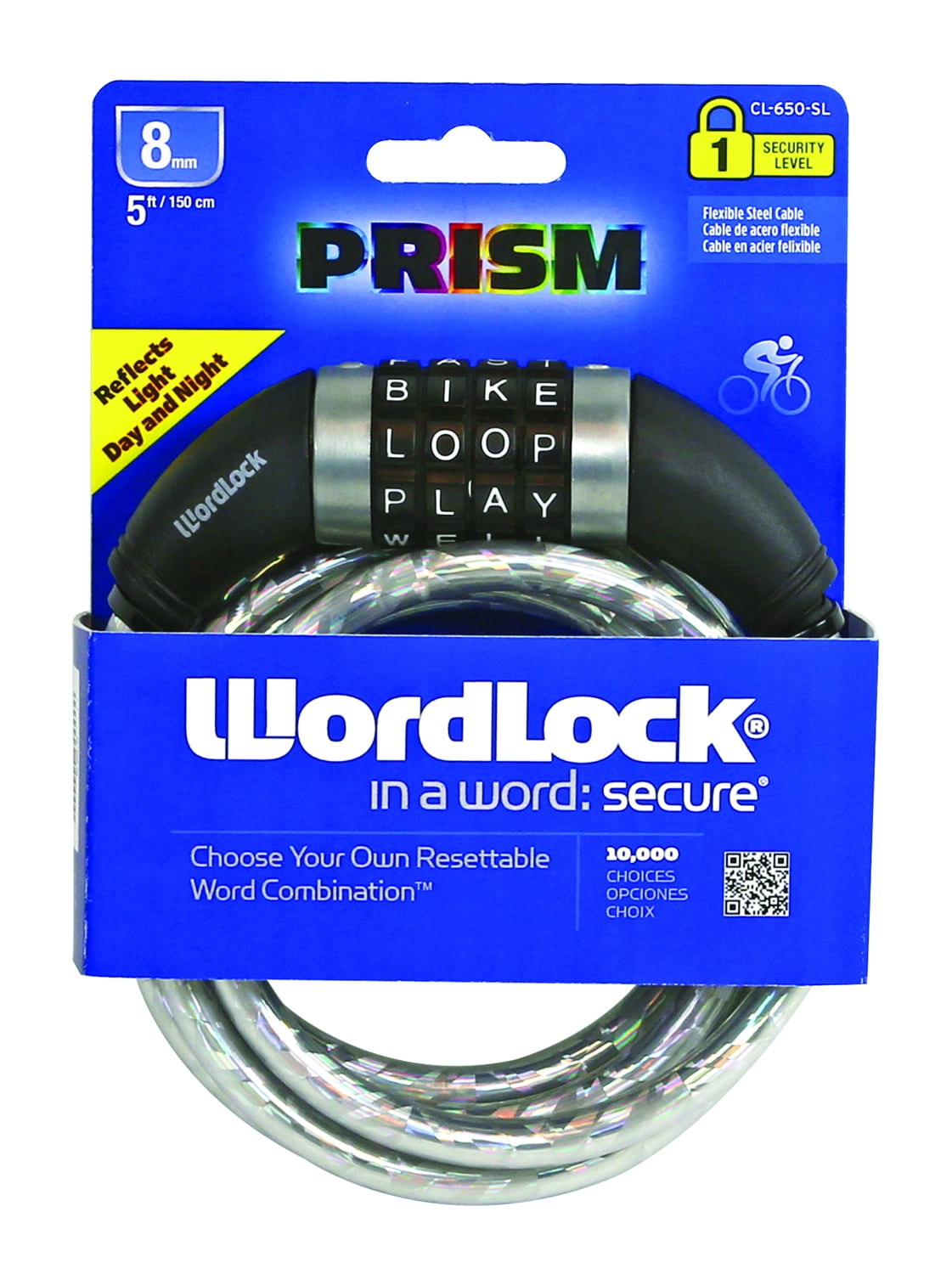 WordLock Prism Combination Bike Lock, 8MM (Silver) - Walmart.com