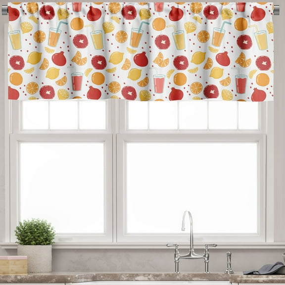 Ambesonne Orange Valance Pack of 2, Fruits Juice Lemon, 54"X12", Apricot Ruby