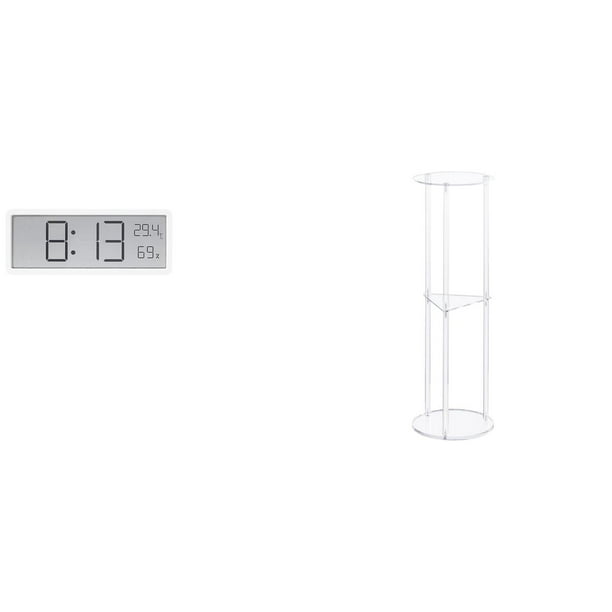 Reloj de pared digital,Reloj de pared digital multifuncional para oficina,Mesa auxiliar redonda,Mesa auxiliar redonda de acrílico transparente de 3 niveles para sala de estar,Mesita de noche