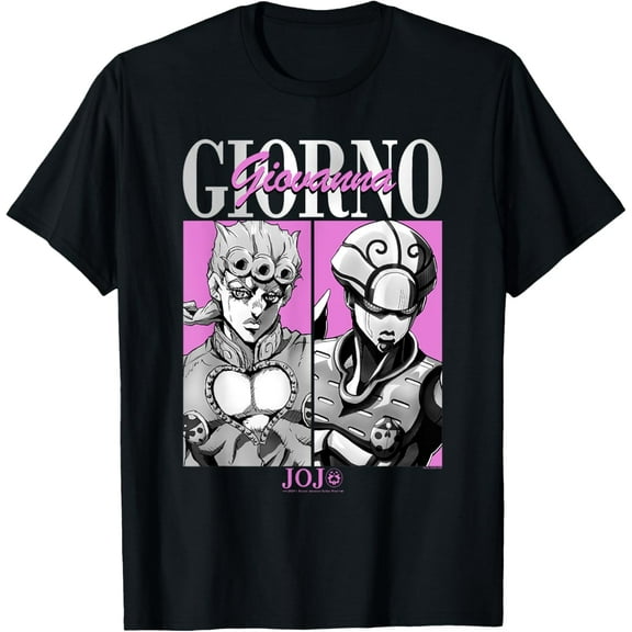JoJo's Bizarre Adventure Giorno & Golden Wind Panels Anime T-Shirt Short Sleeve Crew Neck Soft Fitted Tees T-Shirt
