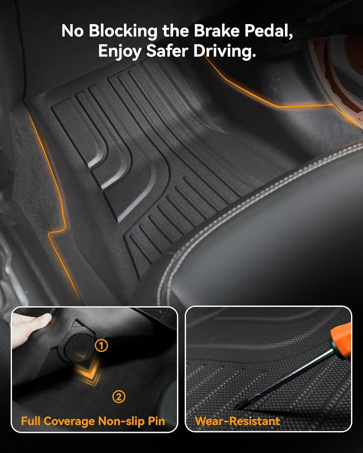 Floor Mats & Cargo Liner Compatible for Jeep Wrangler JL 2018-2024 4 Door Sahara Rubicon without Subwoofer (Non JK or 4XE) All Weather Wrangler Floor Liner for 1st, 2nd Row and Trunk Full Set Car Mat