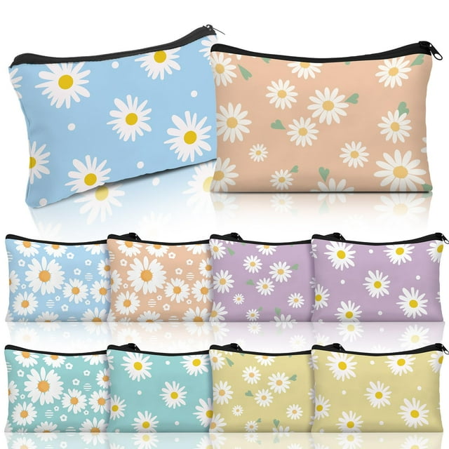 Set de Bolsas de Maquillaje Kacctyen con Diseño de Margarita en Lienzo, 10 Piezas