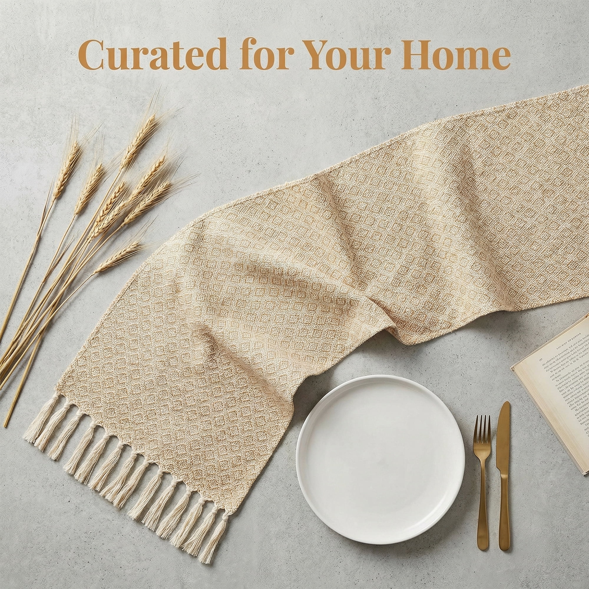 Unique Bargains Long Washable Tassels Table Runner for Decorations Small Squares 13"x72"